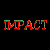 A contact sheet of 25 animated frames showing the word "IMPACT" in various colors and styles against a black background, with some frames displaying color shifts or pixelation effects.