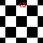 Black-and-white checkered pattern with red 'G' symbols on some squares, transitioning from a to a distorted layout