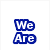 Blue text "We Are" above blue text "Penn State." on white background with a dark blue and white circular logo to the right.