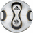 A circular silver-toned icon with a central hourglass shape containing two small pixelated symbols, flanked by crescent moon shapes on both sides.