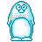 Pixelated icon of a blue and white ice-themed object with rounded top, central circular opening, and decorative border.