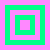 Two static square frames side-by-side showing nested pink and green squares with inverted color schemes.