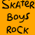 Static 50x50 pixel icon with orange background displaying three lines of black text in a stylized font.
