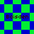 Pixelated green and blue checkered background with four instances of the text 'Baisden' in dark brown, arranged across two distinct patterned sections.