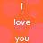 A static image with orange background and pink circles, displaying repeated white text "i love you" in a vertical arrangement.