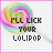nine identical lollipop images with text "I'LL LICK YOUR LOLLIPOP" where the word "LOLLIPOP" changes color across frames
