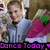 A pixelated image of a person holding a large pink radish with green leaves, wearing a light blue jacket over white clothing, with text at the bottom reading "Dance Today" in purple.
