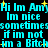 Pixelated cyan text on black background with yellow stars, repeating phrases like "Hi Im Amy" and "Im nice" in a pattern