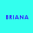 Four quadrants display the name 'BRIANA' in blue pixelated text against cyan, purple, magenta, and light purple backgrounds.