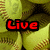four showing yellow softball images with red text overlays reading Live, Laugh, Learn, and Softball