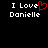 Two side-by-side pixelated text displays on black background, both reading "I Love Danielle" with red heart replacing 'Love' in left version.