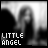 A grayscale animated icon shows a figure with long hair and wings in motion, labeled 'LITTLE ANGEL' text below.