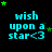 identical pixelated icons with cyan text 'wish upon a star<3' and green stars on a black background, showing animation changes in star positions