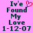 Pixelated text on pink background with red heart symbol replacing 'I' in 'I've', dated 1-12-07.
