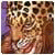 A pixelated static image with a central figure in warm brown tones against a purple and beige background, showing no distinct facial features or text.