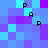 Pixelated of blue and purple squares with scattered black letters P, A, R forming the word 'PAR' in multiple positions