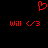 Red pixelated heart symbol above two identical red text-and-emoji pairs on black background.