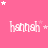Pink background with repeated white 'hannah' text and scattered star shapes in various sizes.