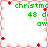 Pixelated green text 'christmc' appears above '48 di' and 'aw', surrounded by red stars on a white background with pink floral border.