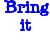 Animated contact sheet of a leprechaun mascot in four poses with blue text "Bring it" on white background.