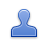 Blue pixelated silhouette of a human figure with rounded head and broad shoulders on white background.