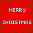 Red background with light blue text reading MERRY CHRISTMAS and scattered green star shapes.