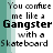 Pixelated text reads "You confuse me like a Gangster with a Skateboard" on white background with teal vertical stripes, two identical frames show slight animation in the word "Gangster".