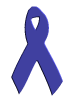 blue and dark blue ribbon icons in various sizes and orientations on a gray background