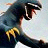 Pixelated static image of a dark-colored animal with yellow accents, likely a bear or similar creature, in profile view against a light background.