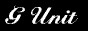 A static contact sheet showing two frames of a black-and-white animated icon with the text 'G Unit' in cursive script, displayed on a gray background.