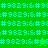 A green pixelated image with repeating cyan text patterns and two small green figures moving vertically.