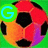 Four soccer balls arranged in a on green background with animated text forming 'GOAL' across frames