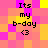 Pixelated icon with repeating text "Its my b-day <3" on a pink and yellow checkered background, showing animation changes in the central text block.
