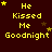Yellow pixelated text 'He Kissed Me Goodnight' on dark brown background with scattered yellow stars, arranged in a of showing star position changes