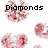 Pixelated pink and white heart-shaped icons with black text reading 'Diamonds are Forever' on a white background.