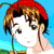Anime-style character with brown hair and red headband in three distinct poses against blue background.