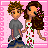 Pixel art of two figures holding hands on a pink dotted background with repeated text phrases in pixelated font.