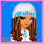 A 4x4 contact sheet of pixel art frames showing a winter-themed animated buddy icon with a doll character and text elements.