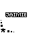 Pixelated text 'JAIMIE' with animated blue and black elements below on white background.