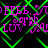 Pixelated text and green pattern on black background, with repeated phrases in pink and purple hues