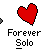 Pixelated red heart and gray figure icons with 'Forever Solo' text, showing animation variations including partial hearts and scattered red fragments.
