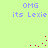 Light green background with blue text reading "OMG its Lexie" and red pixel clusters forming animated patterns.