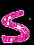 Pixelated pink and purple S-shaped icon with white highlights on black background, static single-frame image.