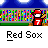 Animated contact sheet of a pixelated Red Sox mascot in various poses with repeated "Red Sox" text and a celebratory banner reading "66 YEARS... THE WAIT IS OVER."