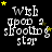 Animated icon with white pixelated text "Wish upon a shooting star" on black background, yellow stars move across the scene.