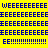 Blue pixelated text on yellow and white backgrounds with repeated 'W' and 'E' characters forming a pattern