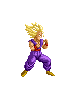 Pixel art character in purple outfit with red belt performing martial arts poses