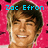 Two identical pixelated headshots of a smiling person with brown hair against a pink background, each labeled with blue text above the head.