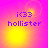 Pixelated text 'ic33' and 'hollister' on a gradient background with shifting yellow light effects.