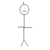 Pixelated stick figure with circular head and straight limbs in three distinct poses, one with text below.